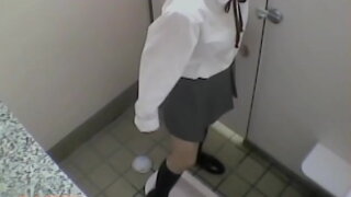 Masturbation action from teen 18+ in school toilet 